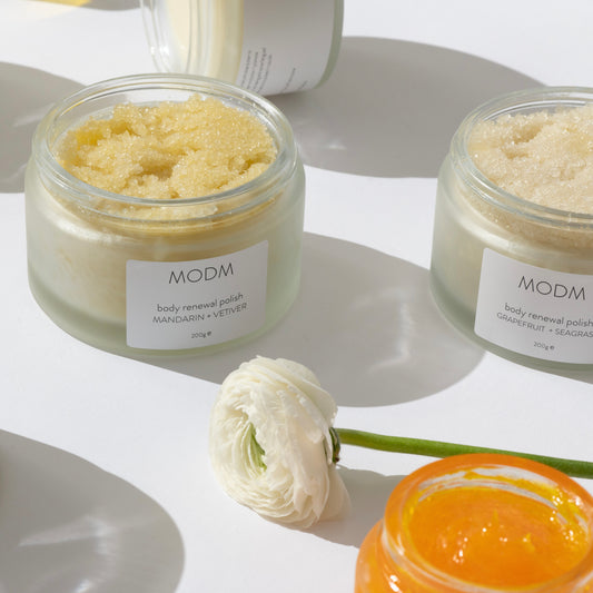 MODM Body Renewal Balm and Body Renewal Polish natural skincare