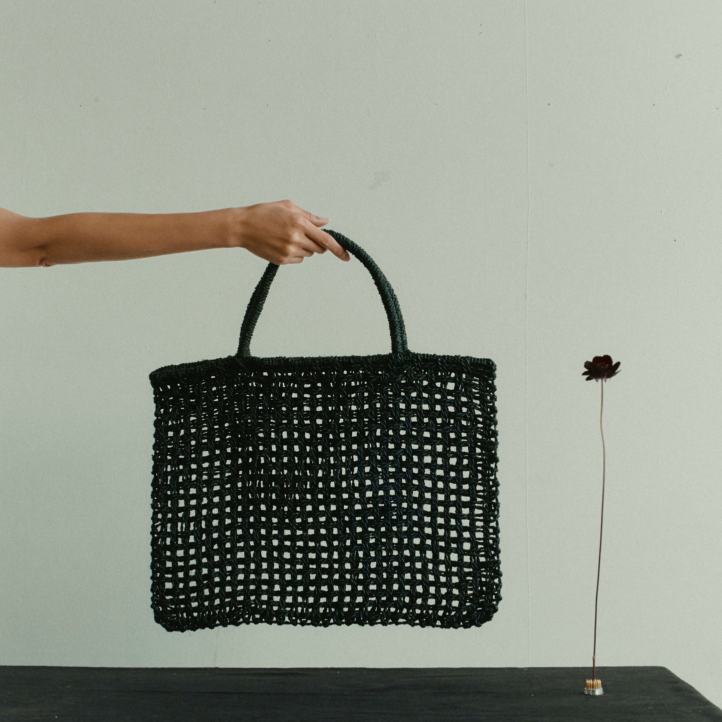 Maree Square Macrame Bag | Black